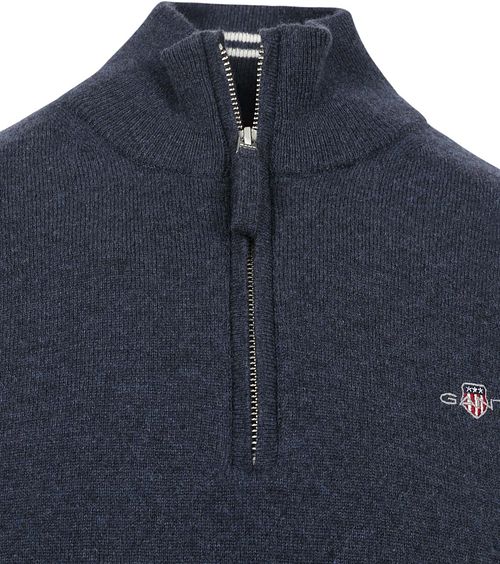 Gant Halfzip Wool Sweater Logo Melange Navy Product / Detail