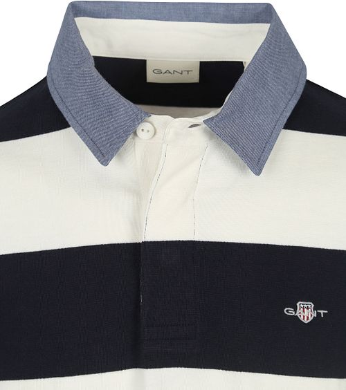 Gant Heavy Rugger Shield Polo Randig Marinblå Vit Product / Detail