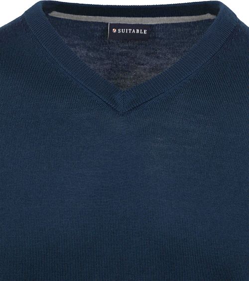 Suitable sweter z wełny merino z dekoltem V w kolorze granatowym Product / Detail