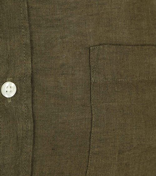 KnowledgeCotton Apparel Overhemd Linnen Olijfgroen Product / Detail