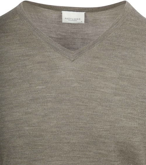 Profuomo Pullover V-Hals Merinowol Groen Product / Detail