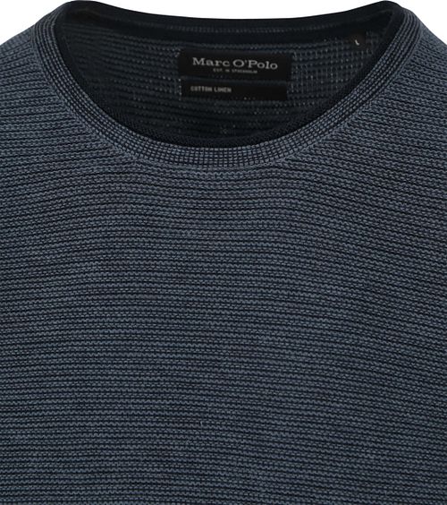 Jersey Marc O'Polo de cuello redondo en algodón/lino azul oscuro Product / Detail