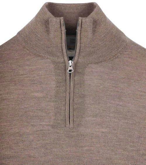 KING Essentials The Michael Half Zip Pull de merino marrón Product / Detail
