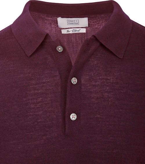 KING Essentials The Robert Polo de manga larga de merino en burdeos Product / Detail