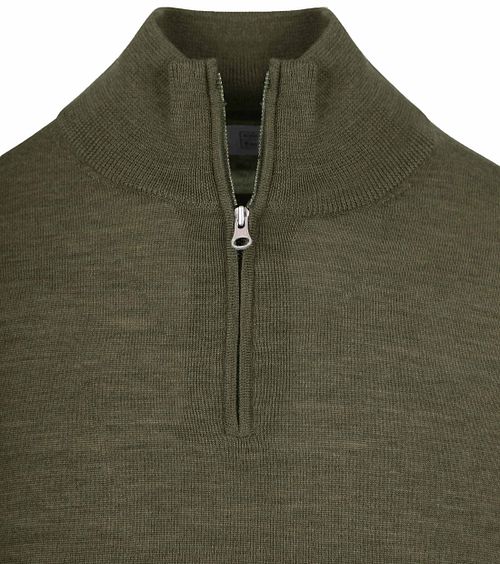 King Essentials The Michael Half Zip Pull Army Merino Green Product / Detail