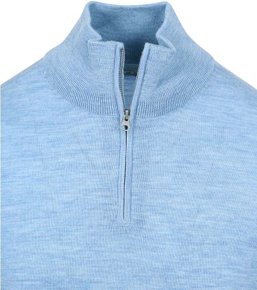 King Essentials The Michael Half Zip Pull Merino Light Blue Product / Detail