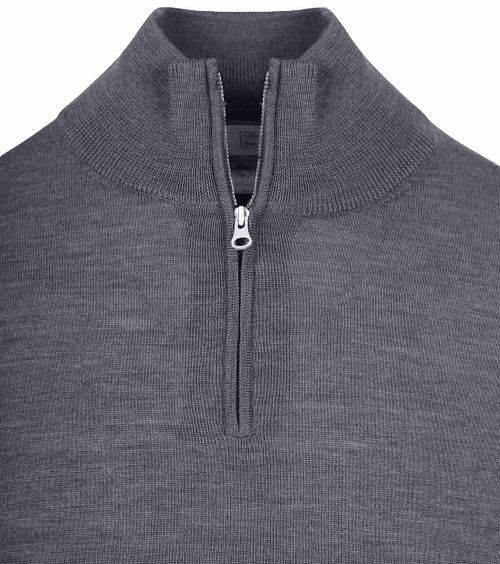 KING Essentials The Michael – sweter z krótkim zamkiem z wełny merino, antracytowy Product / Detail