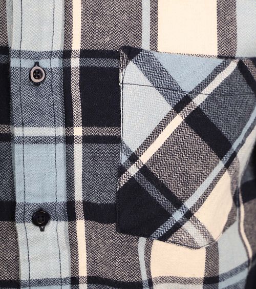 KnowledgeCotton Apparel Overhemd Lichtblauw Geruit Product / Detail