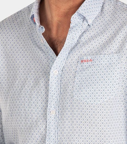 NZA Shirt Whatihua Linen Light Blue Model / Detail
