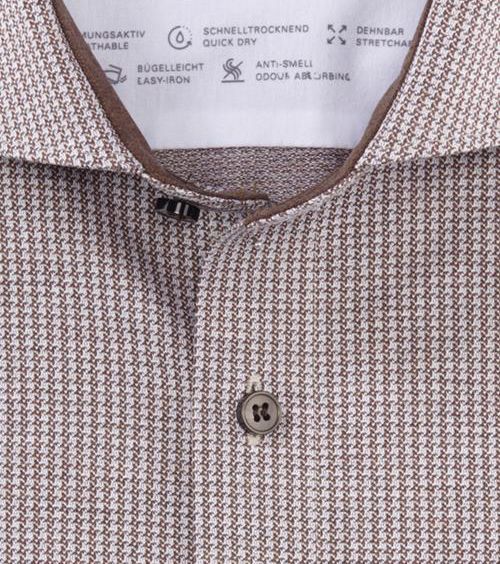 OLYMP Chemise Level 5 24/Seven Marron Pied de Poule Product / Detail
