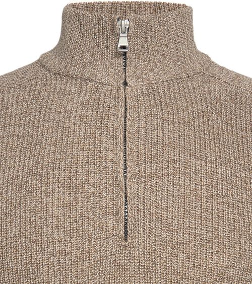 Maglione R2 Half Zip Heavyknit in lana merino marrone chiaro Product / Detail