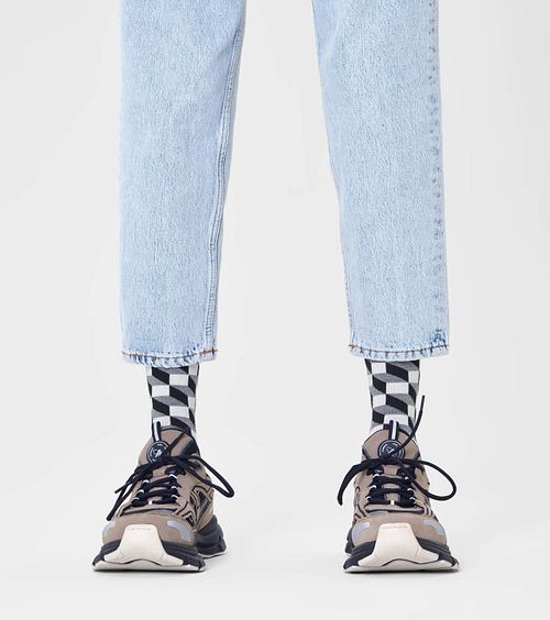 Happy Socks Sokken Blokken Zwart Model / Voorkant