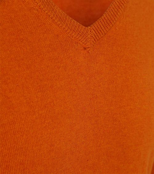 Steppin' Out Jersey de algodón y cachemira con cuello en V en naranja Product / Detail