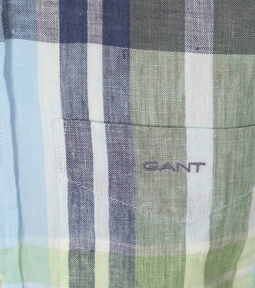 Gant Koszula lniana w kratę niebiesko-zielona Product / Detail