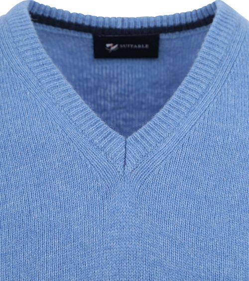 Sweter z jagnięcej wełny Suitable z dekoltem w serek, niebieski Product / Detail