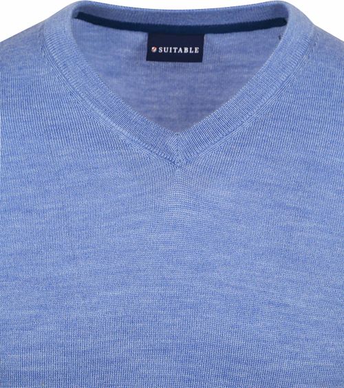 Suitable sweter z wełny merino z dekoltem V jasnoniebieski Product / Detail