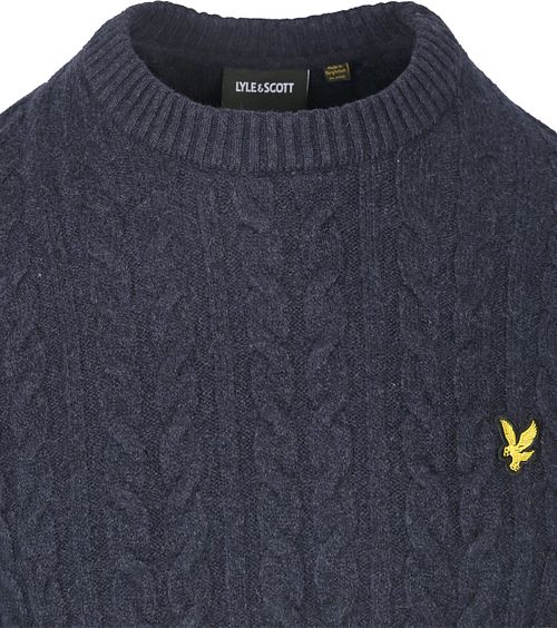 Sweter z warkoczowym splotem Lyle & Scott granatowy Product / Detail
