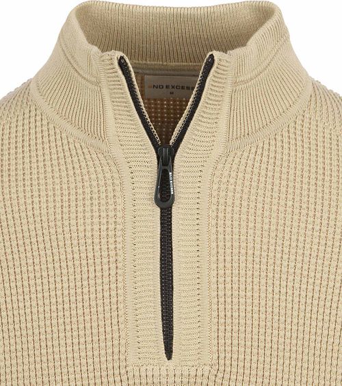 No Excess Half Zip Trui Structuur Melange Beige Product / Detail