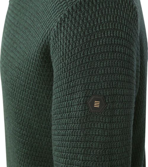 Jersey Half Zip No Excess de punto con textura jaspeada en verde oscuro Product / Detail