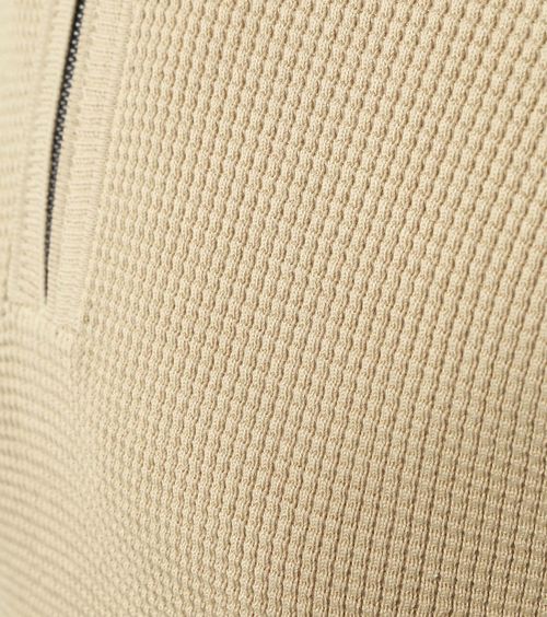 No Excess sweter z krótkim zamkiem Half Zip, struktura melange, beżowy Product / Detail