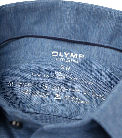 OLYMP Hemd Level 5 24/Seven Melange Blauw Product / Detail