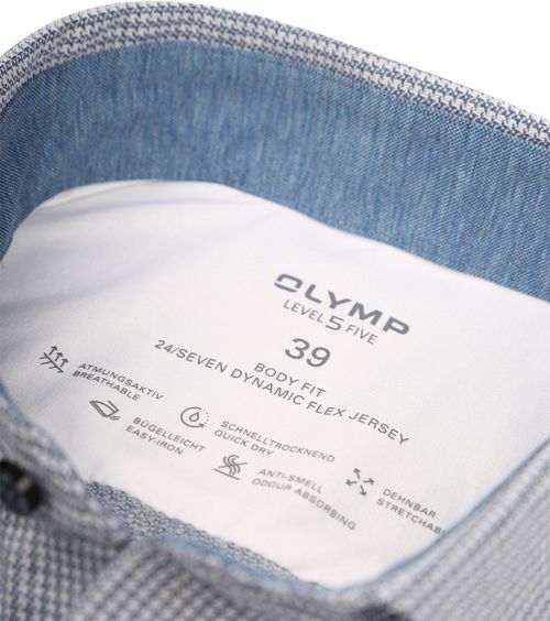 OLYMP Skjorte Level 5 24/Seven Pied de Poule Blå Product / Detail