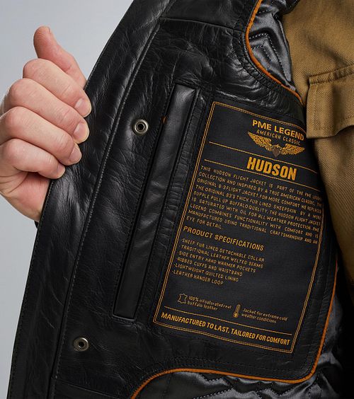 PME Legend Jas Hudson Buff Leer Zwart Model / Detail