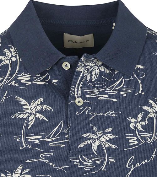Polo GANT con estampado de palmeras en azul marino empolvado Product / Detail