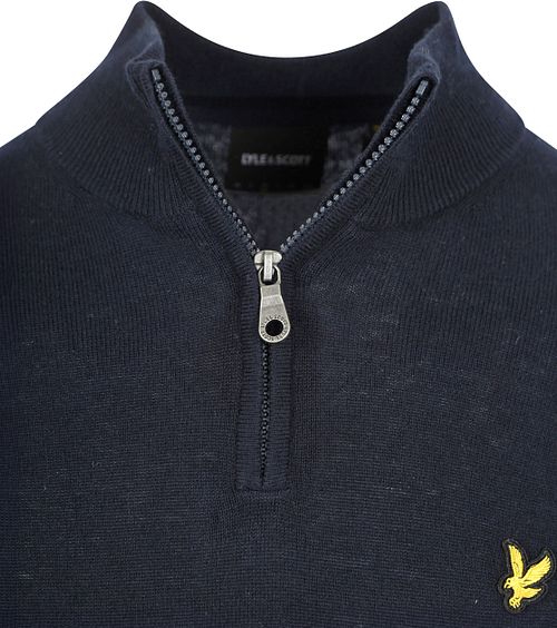 Pullover Lyle & Scott in merino con mezza zip blu navy Product / Detail