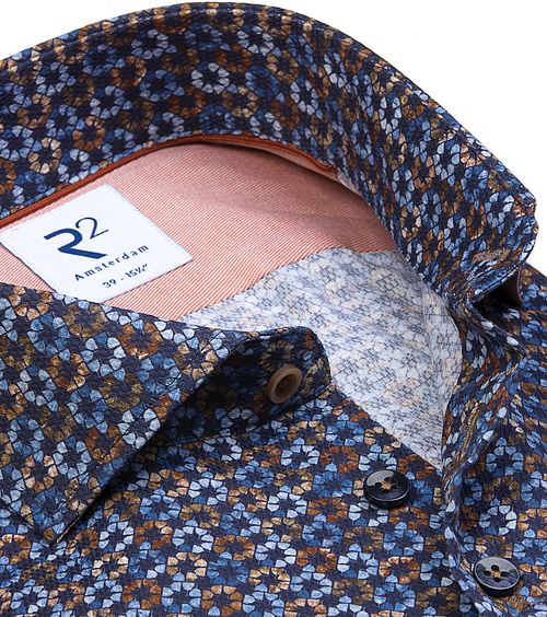 R2 Hemd Print Donkerblauw Product / Detail