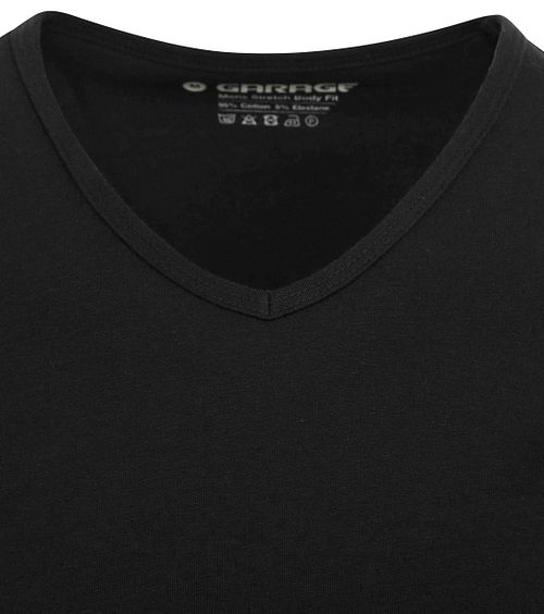 Garage Stretch Basic T-Shirt Schwarz V-Ausschnitt Product / Detail