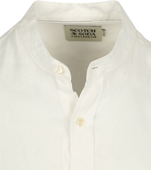Scotch and Soda Camicia in lino con collo alla coreana bianca Product / Detail