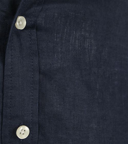 Scotch and Soda Camicia in lino con collo alla coreana blu navy Product / Detail
