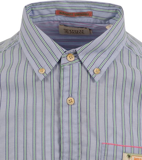 Scotch and Soda Chemise à Rayures Bleu Clair Product / Detail