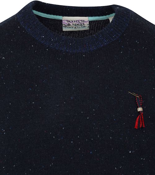 Jersey Scotch and Soda en mezcla de lana jaspeada azul marino Product / Detail
