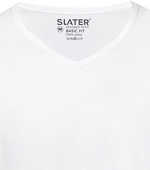 Slater 2-pack Basic Fit T-shirt V-hals Vit Product / Detail