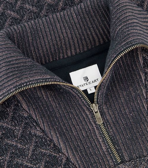 Maglione melange blu navy con half zip State Of Art Product / Detail