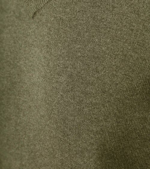 Steppin' Out Jersey de algodón y cashmere con cuello de pico verde oliva Product / Detail