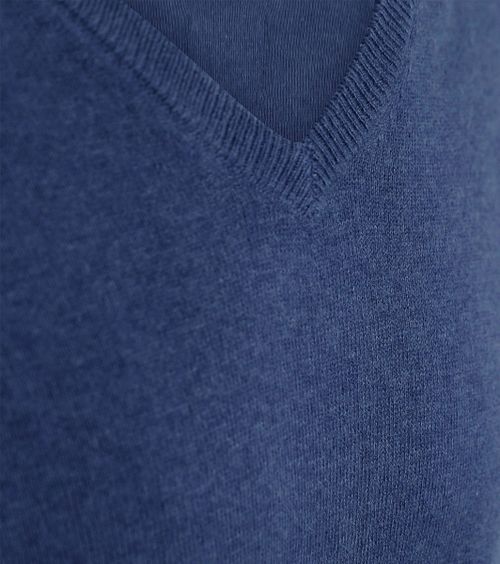 Maglione in cashmere con scollo a V blu cobalto Product / Detail