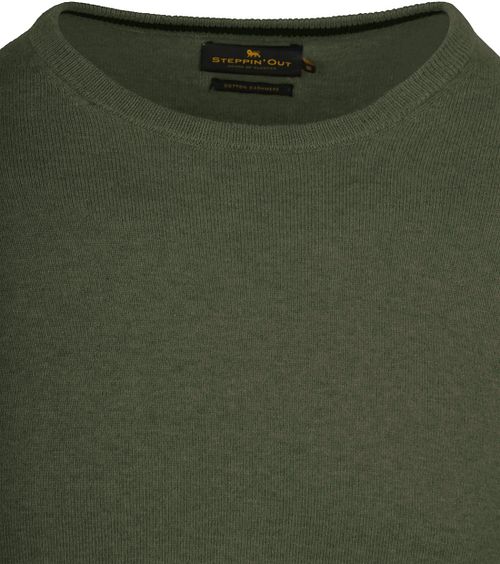 Steppin' Out Maglione in cotone e cashmere verde oliva Product / Detail