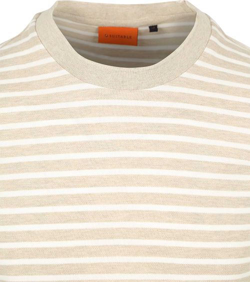 Suitable T-Shirt Isaac Stripe Piqué Pebble Product / Detail