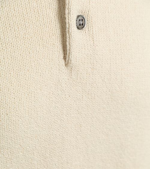 Suitable Groft Strikket Polo Rå Beige Product / Detail