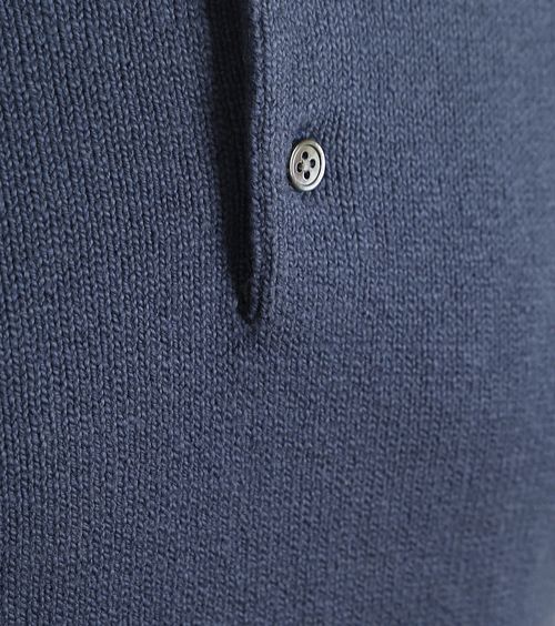 Suitable Heavy Strikkede Polo Raw Denim Blå Product / Detail
