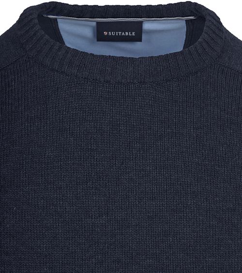 Jersey de lana de cordero Suitable de cuello redondo en azul marino Product / Detail