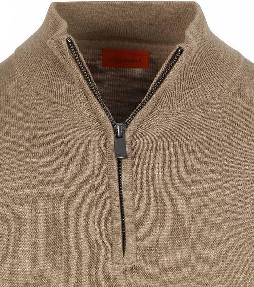 Suitable Slub Yarn Half Zip Pullover Beige Product / Detail