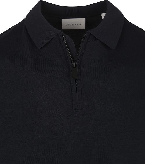 Suitable Knitted Half Zip Polo Navy Product / Detail