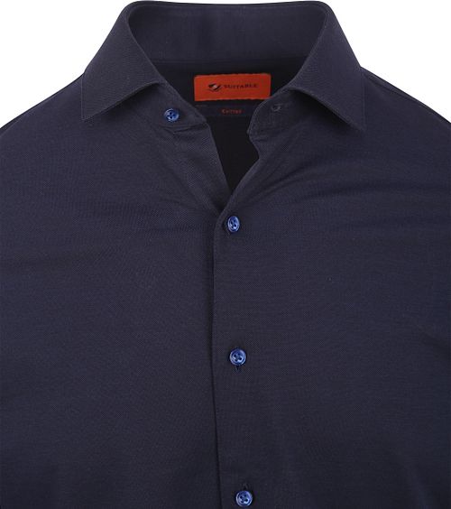 Suitable Knitted Pique Hemd Navy Product / Detail