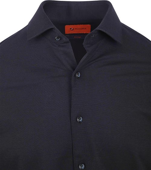 Suitable Knitted Pique Hemd Navy Product / Detail