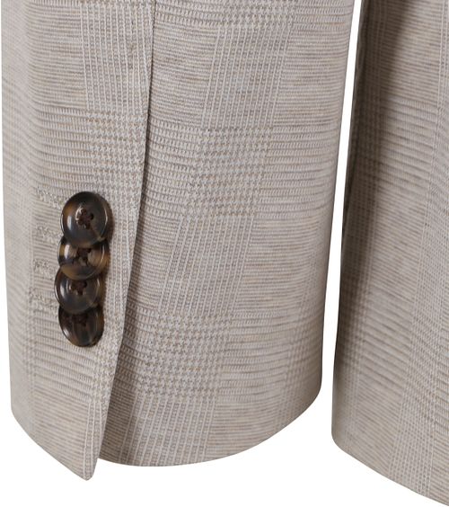 Suitable Kostuum Flex Ruiten Lichtbeige