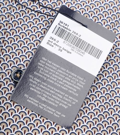 Suitable koszula z tkaniny twill z printem beżowa Verpakking